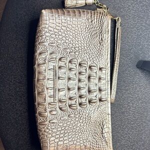 Brahmin Crocodile Embossed Brown Clutch